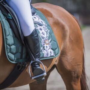 Czaprak NOVA zielony/szaro-białe kwiaty