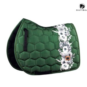 Czaprak NOVA zielony/szaro-białe kwiaty