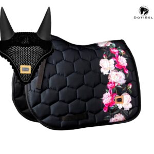 NOVA Kpl 2cz.: czarny/czerwone piwonie + nauszniki (czarne)