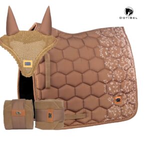 NOVA Kpl 3cz.: karmel/beżowa koronka + owijki + nauszniki (karmel)