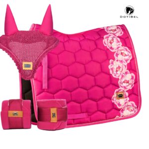 NOVA Kpl 3cz.: fuksja/piwonie + owijki + nauszniki (fuksja)