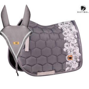 NOVA Kpl 2cz.: grafit/szare róże + nauszniki (grafit)