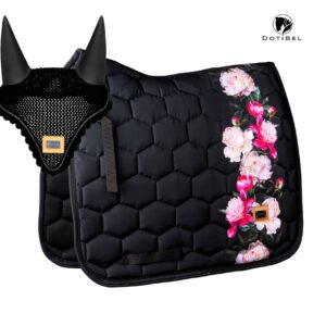 NOVA Kpl 2cz.: czarny/czerwone piwonie + nauszniki (czarne)