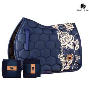 NOVA Kpl 2cz.: granat/ beżowa koronka + owijki polarowe (granatowe)