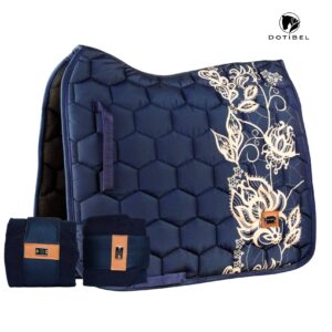 NOVA Kpl 2cz.: granat/ beżowa koronka + owijki polarowe (granatowe)