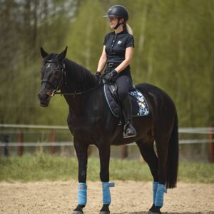 Czaprak NOVA czarny/ turkusowo-żółte kwiaty