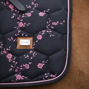 NOVA Kpl 3cz.: czarny/ różowe kwiatki + owijki + nauszniki (czarne)