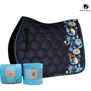 NOVA Kpl 2cz.: czarny/ turkusowo-żółte kwiaty+owijki polarowe (turkusowe)